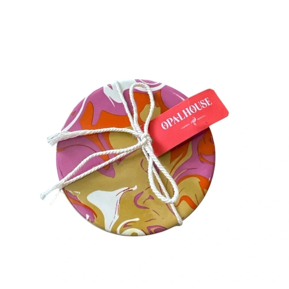Target Opalhouse Ceramic Coasters 4 Pack Orange Violet Multi Color Swirls New